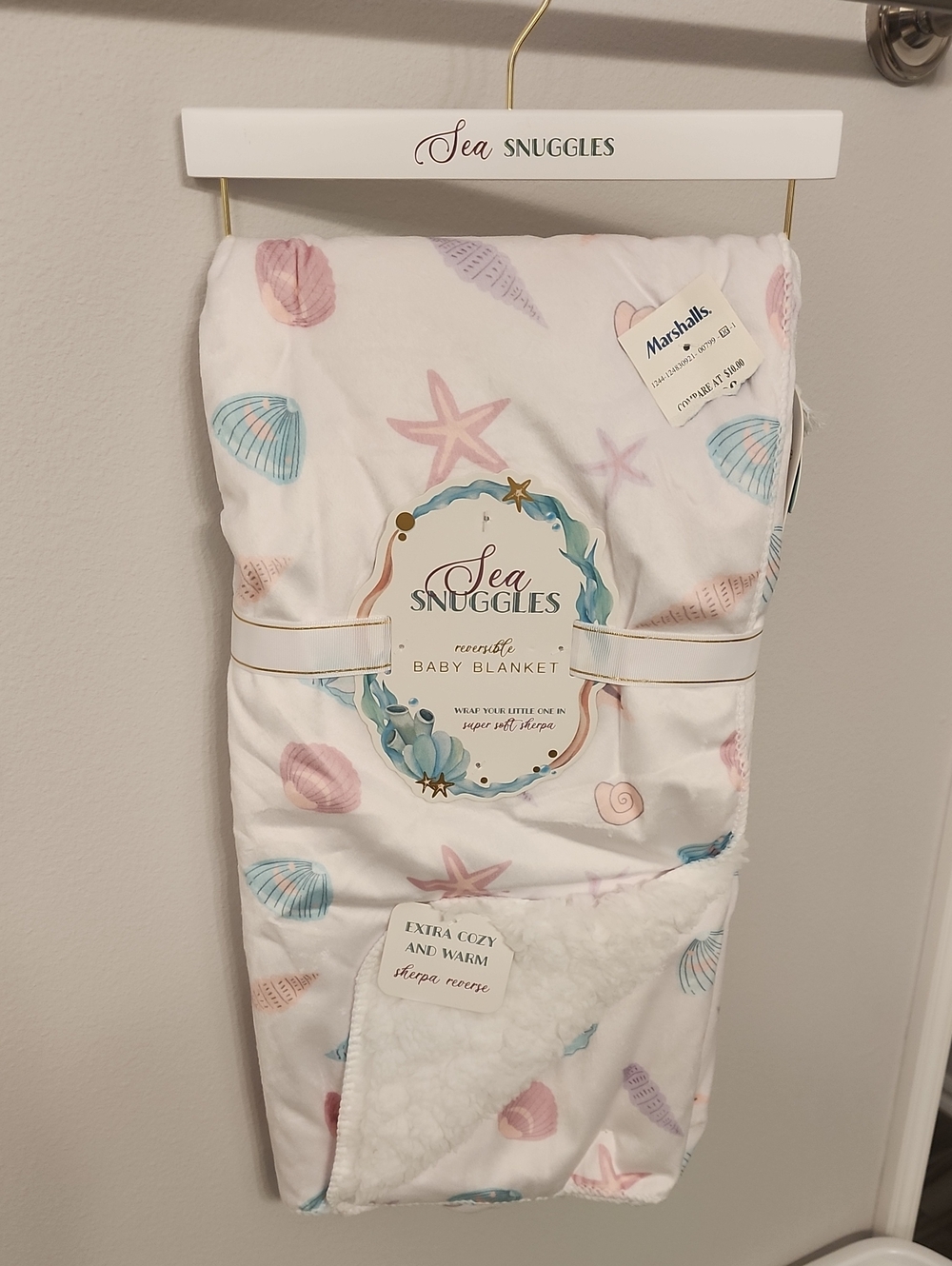 NWT Sea Snuggles Reversible Sherpa Baby Blanket